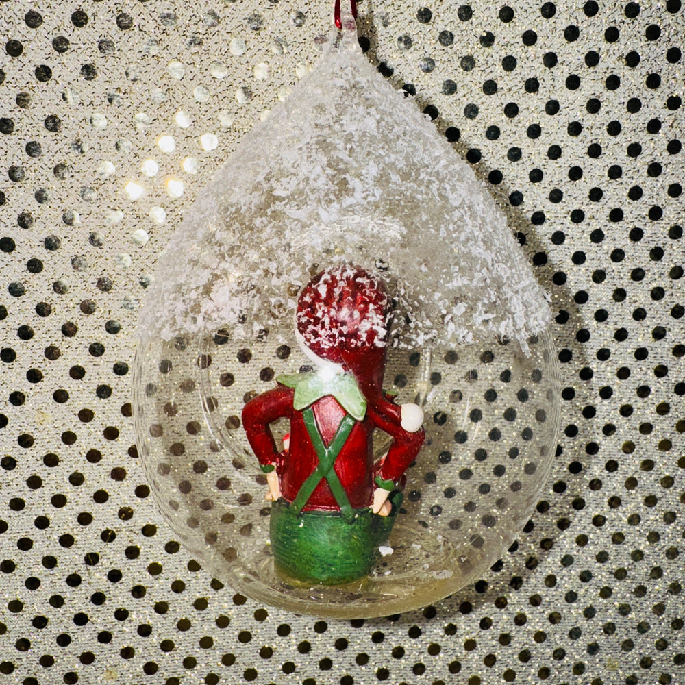 Elf in Clear Glass Ornament (2 Styles)