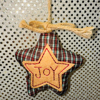 Star Plaid "Joy" Ornament