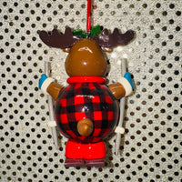 
              Moose on Skis Buffalo Plaid Ornament
            