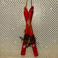 Red Skis with Snowflakes Wall Decor or Ornament