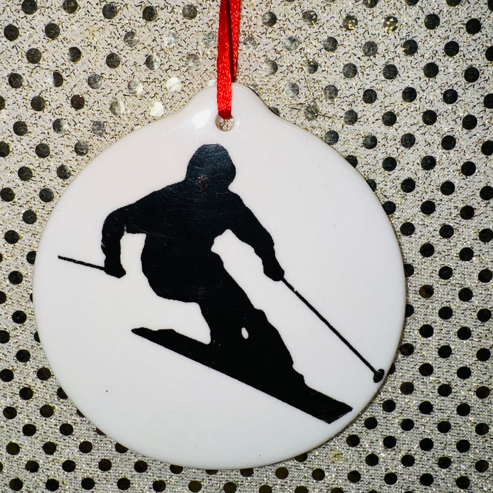 Ski Silhouette Disc Ornament (2 Styles)