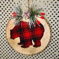 Buffalo Plaid Animal Silhouette Ornament (Two Styles)