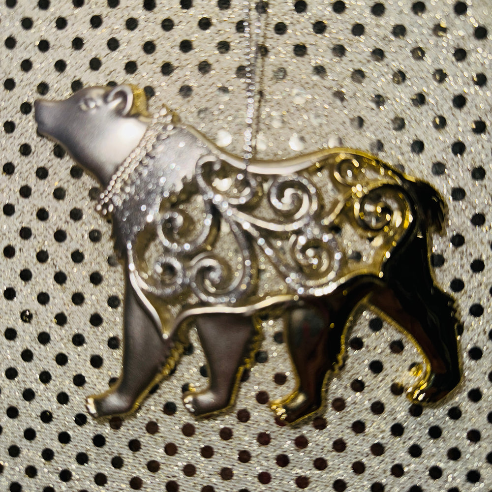 Gold & Silver Glittered Bear Ornament
