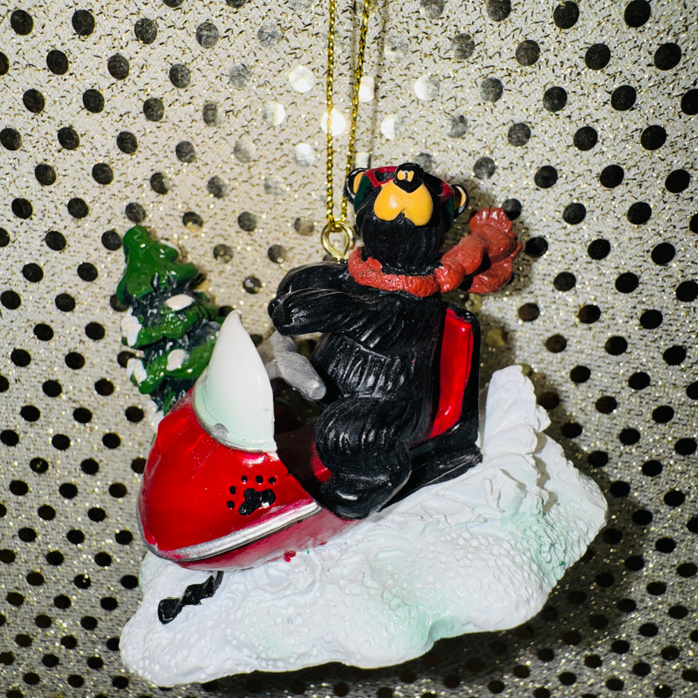 Black Bear on Snowmobile Ornament