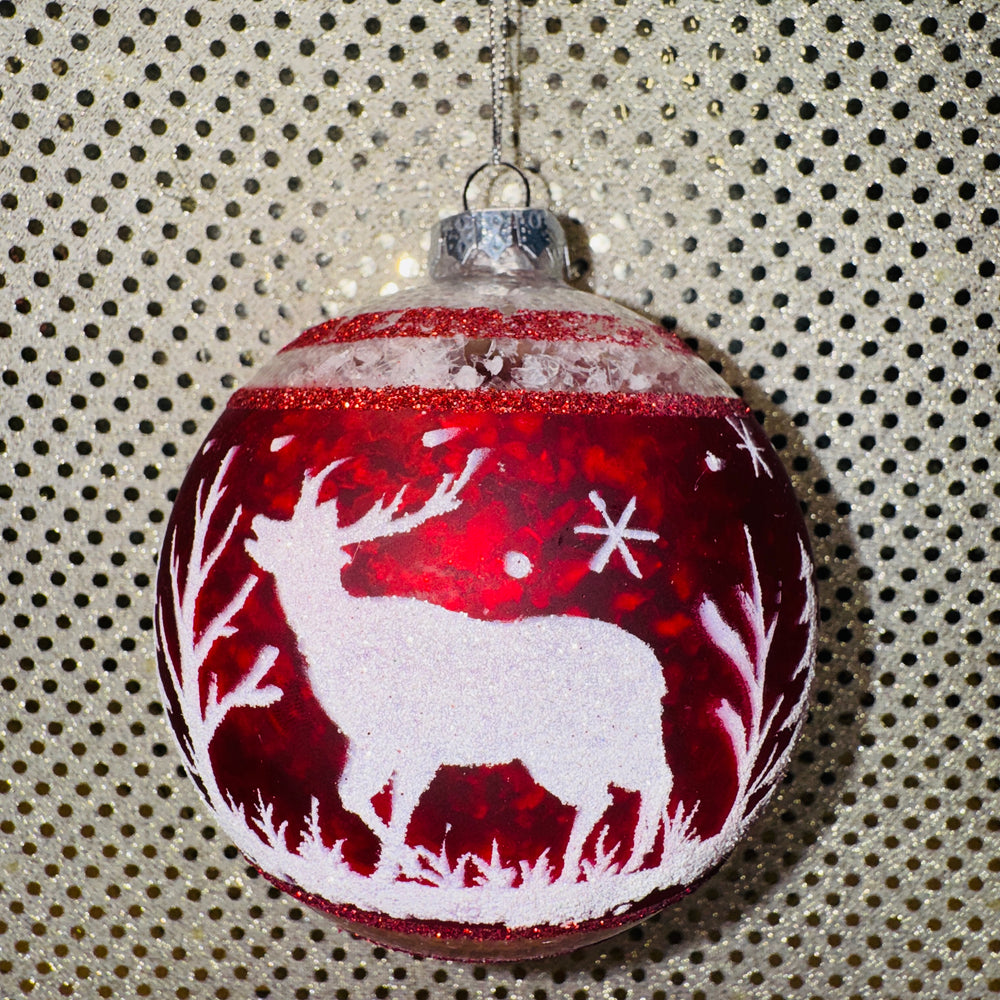 Snowy Scene with Deer Ball Ornament