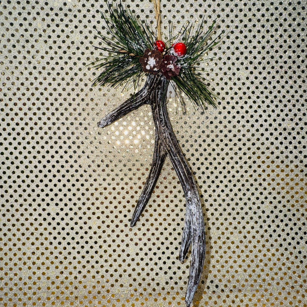 Antler with Pine Cones Ornament