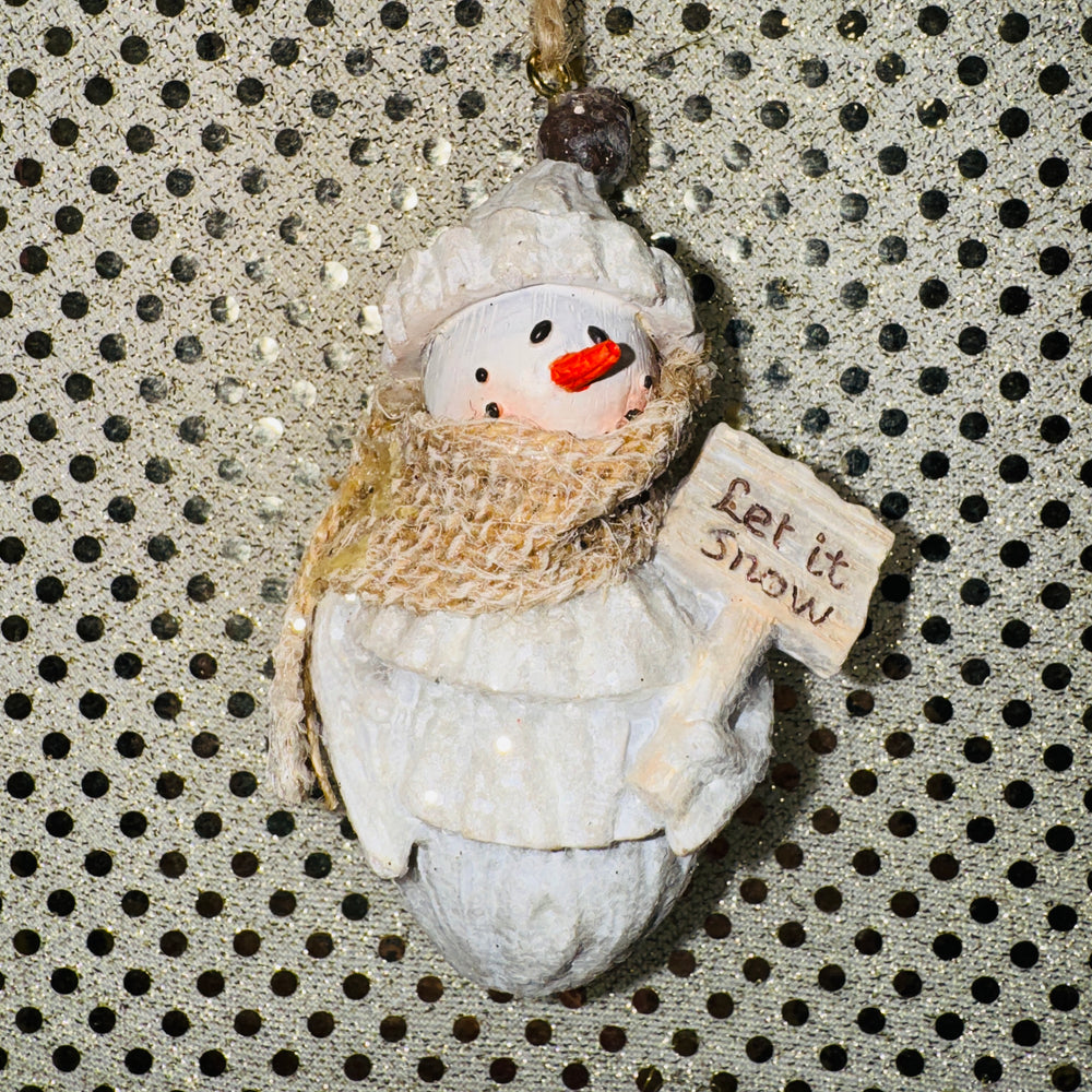 Snowman with Burlap Scarf Ornament (2 Styles)