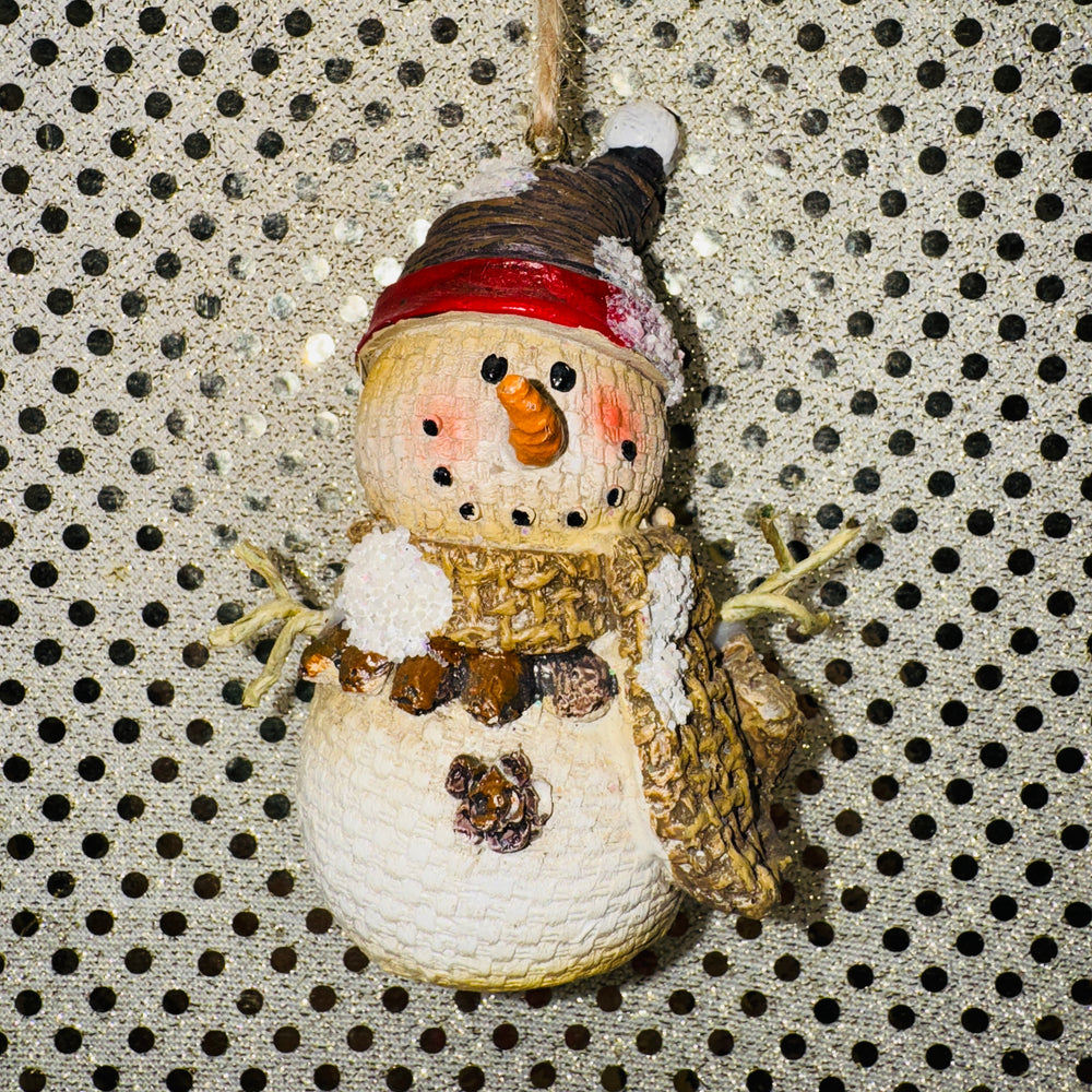 Snowman with Pine Cones Ornament