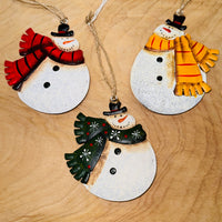 
              Rustic Snowman Metal Ornament (3 Styles)
            