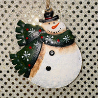 
              Rustic Snowman Metal Ornament (3 Styles)
            