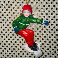 Snowboarder Ornament - Green, Red, Blue