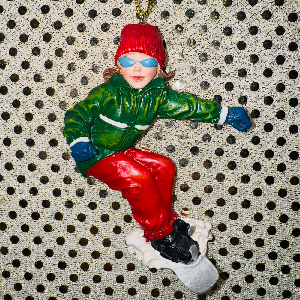 Snowboarder Ornament - Green, Red, Blue