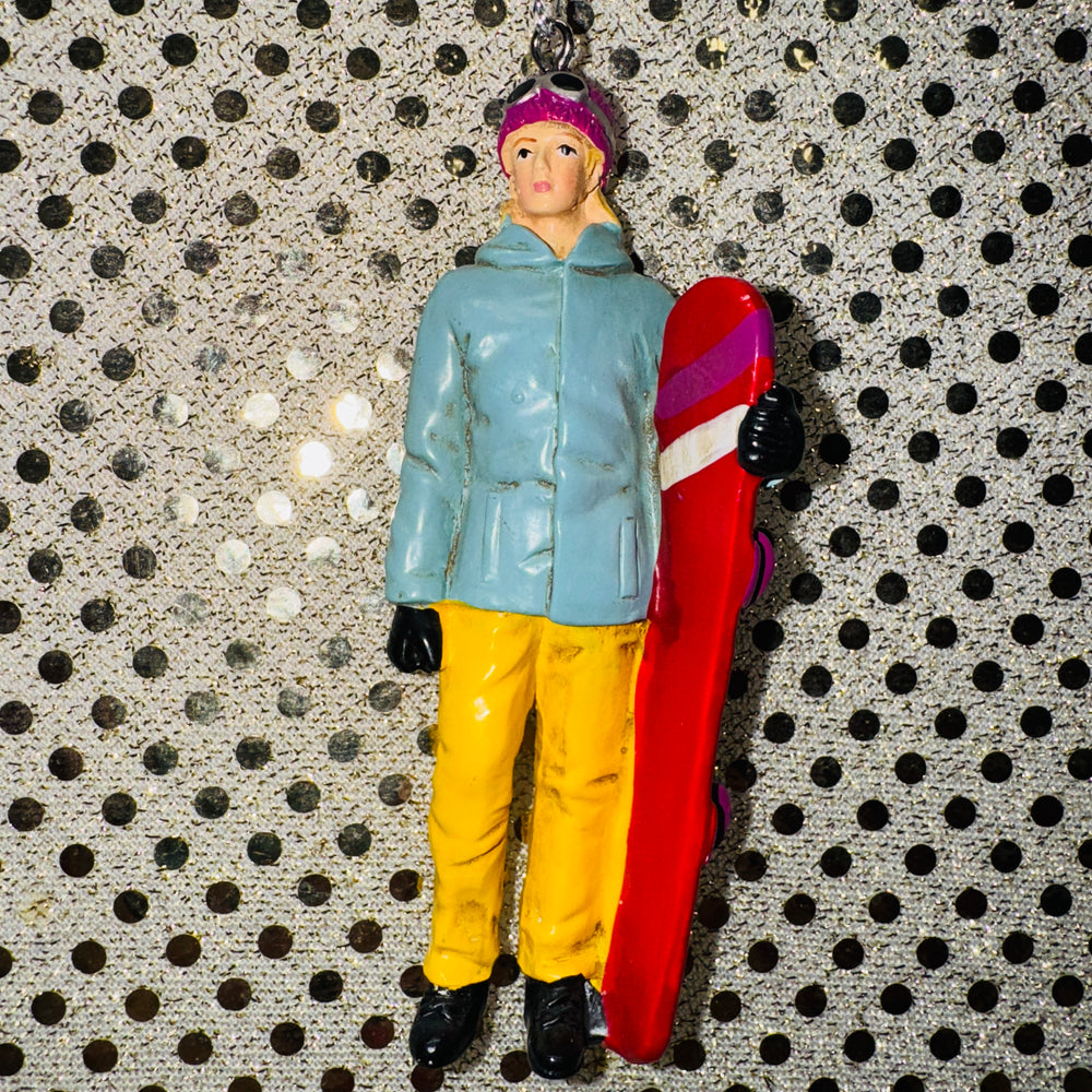 Snowboarder Ornament - Light Blue, Yellow, Black
