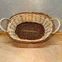 Brown and Vanilla Wicker Oval Basket