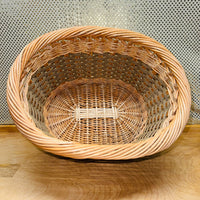 Tall Oval Wicker Basket with Tan Rope Accents