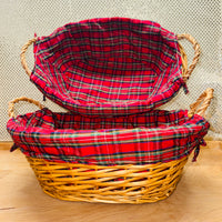 Plaid Cotton-Lined Oval Basket