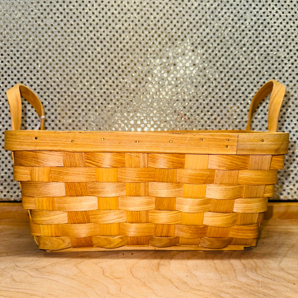 Light Stain Chipwood Basket with Side Handles