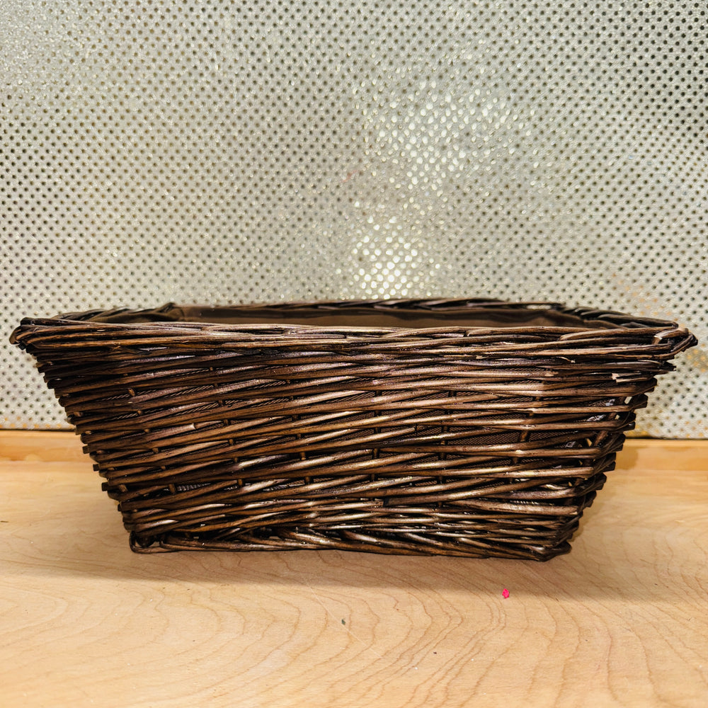Dark Stained Cotton-lined Rectangular Basket