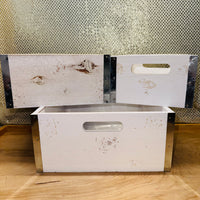
              White "Distressed" Wood Square Crate (3 sizes)
            