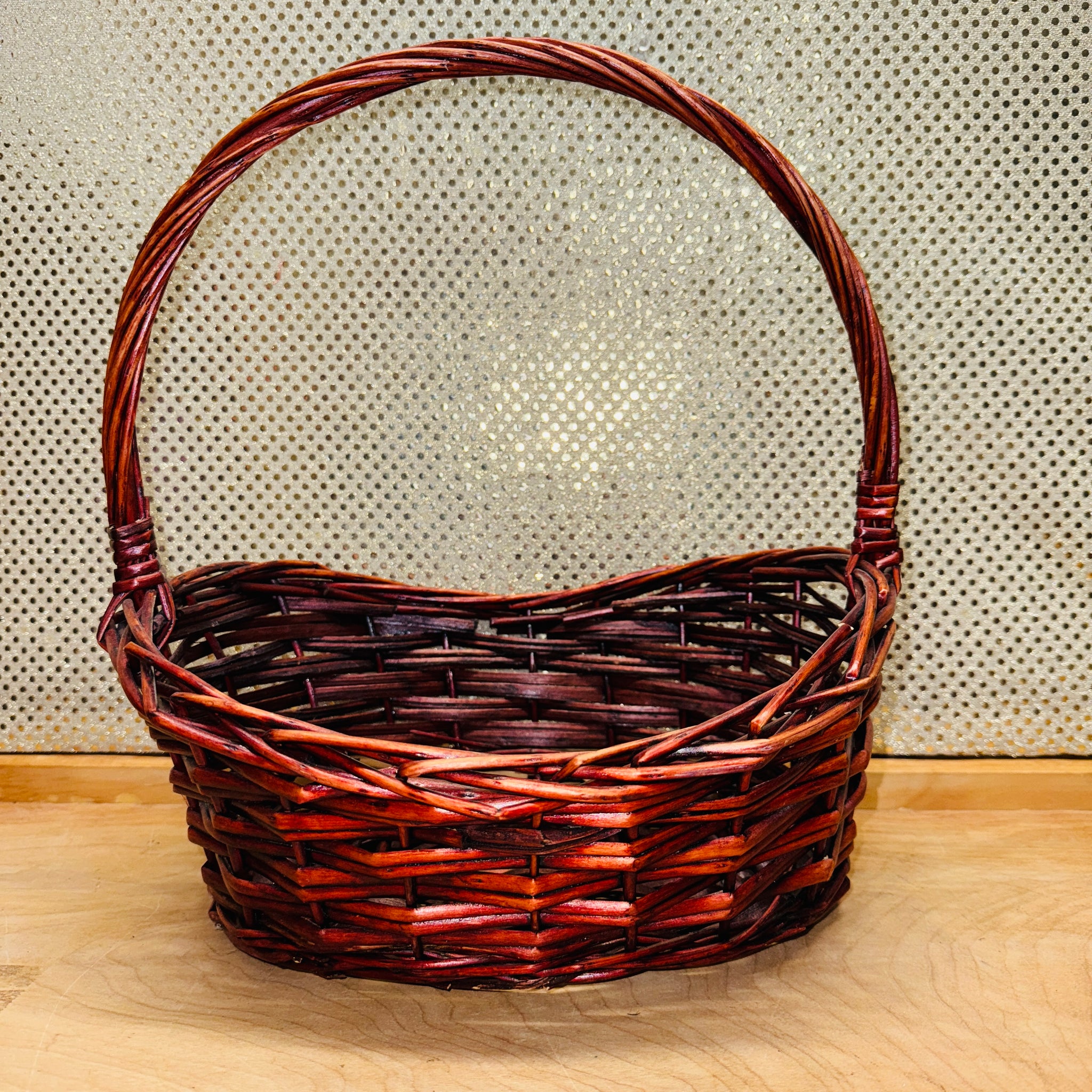 Dark Brown Stained Oval Wicker Basket (2 sizes)| Mountain Man Vail