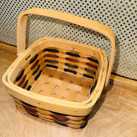 
              Multi-color Vanilla Weave Square Handle Basket
            