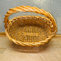 
              Stained Wicker with Thick Braided Handle Oval Basket
            