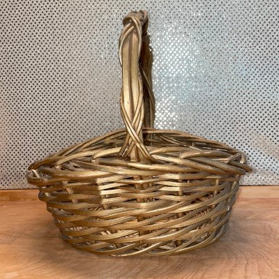 Gold Painted Round Handled Basket