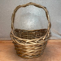 
              Gold Painted Round Handled Basket
            