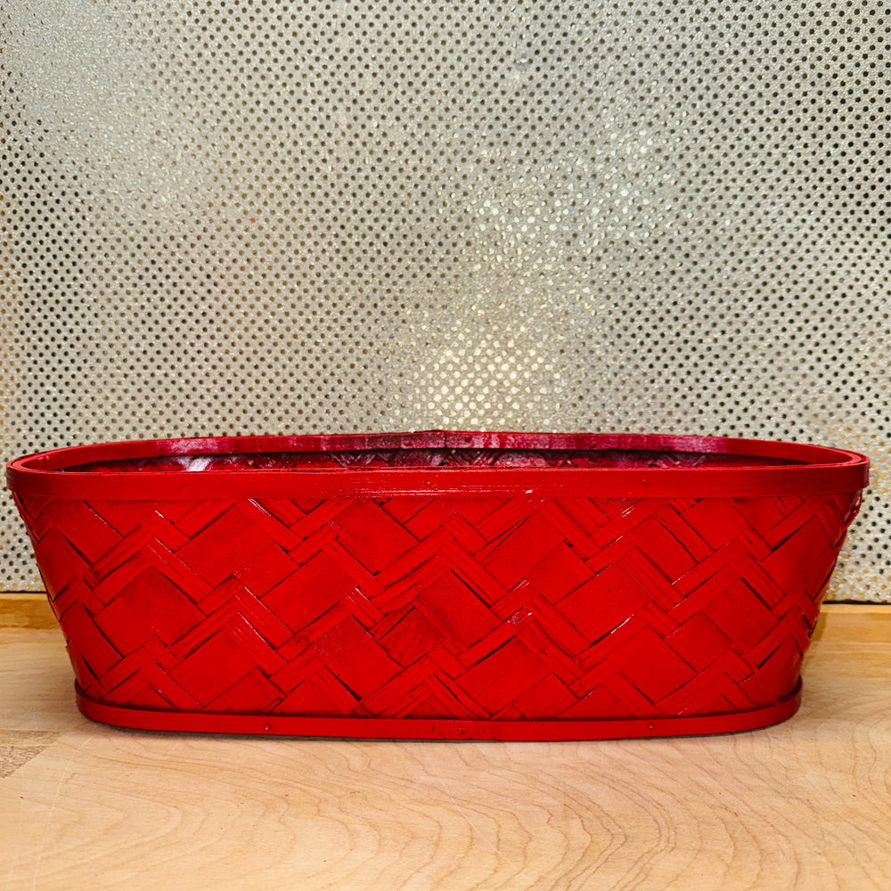 Red Painted Oval Chipwood Basket