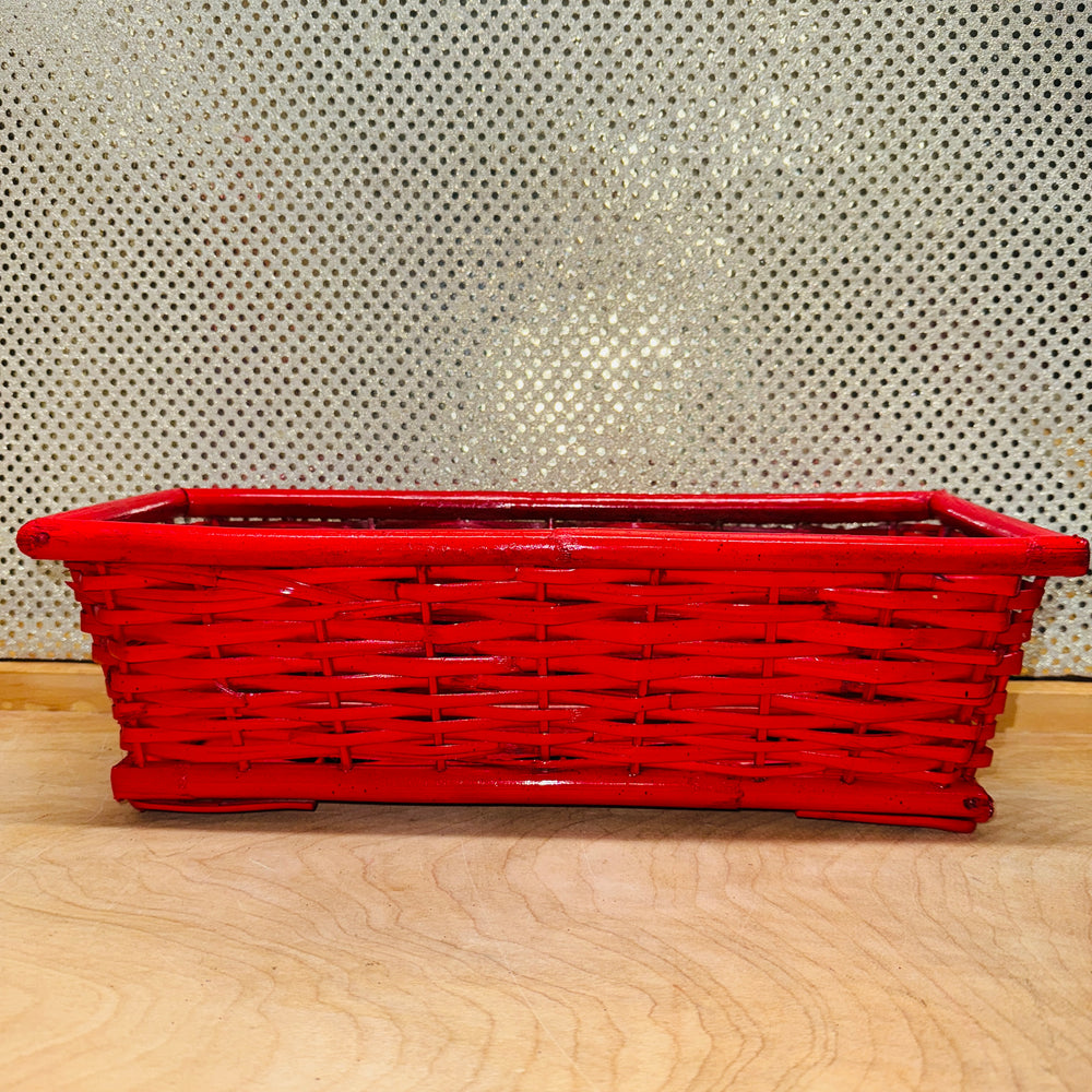 Red Painted Rectangular Basket