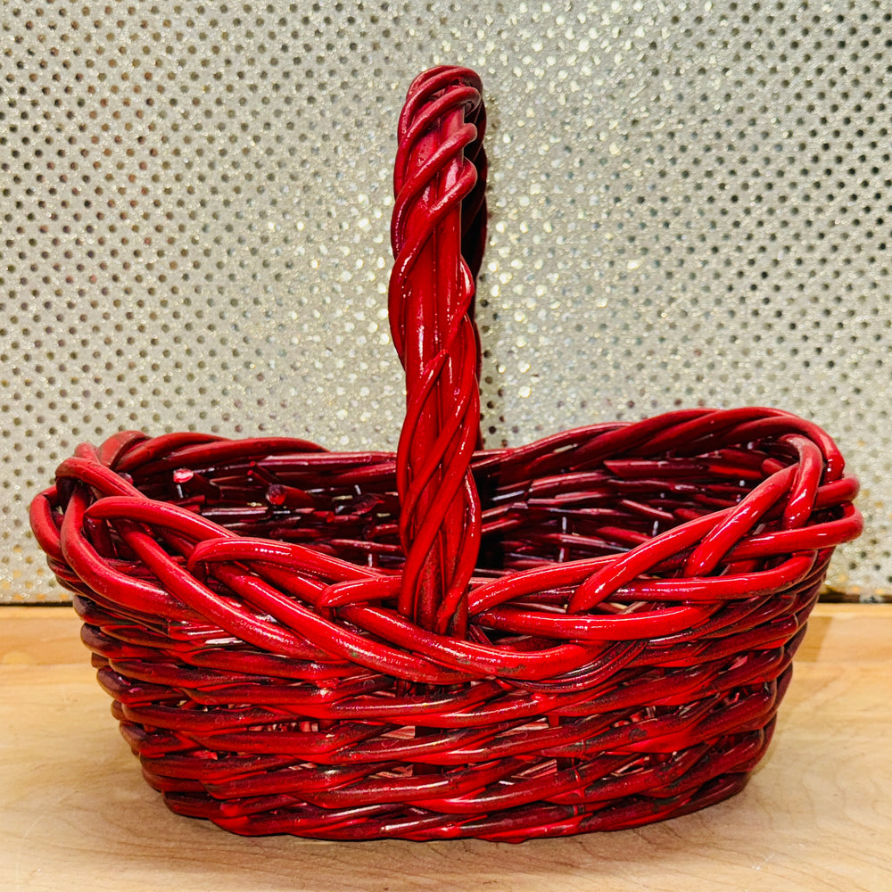 Red Painted Handled Basket