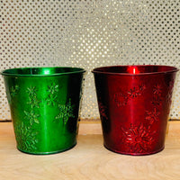 Round Snowflake Tin - Green or Red