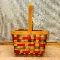 
              Green and Red Chipwood Weave Basket
            