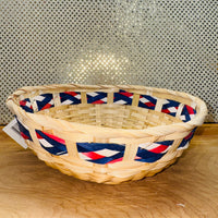 
              Red-White-Blue Braid Round Bamboo Basket 10.5"
            