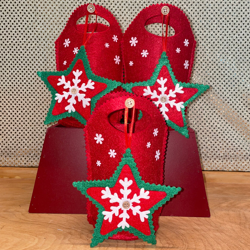 Felt Snowflake Orn Red Tote