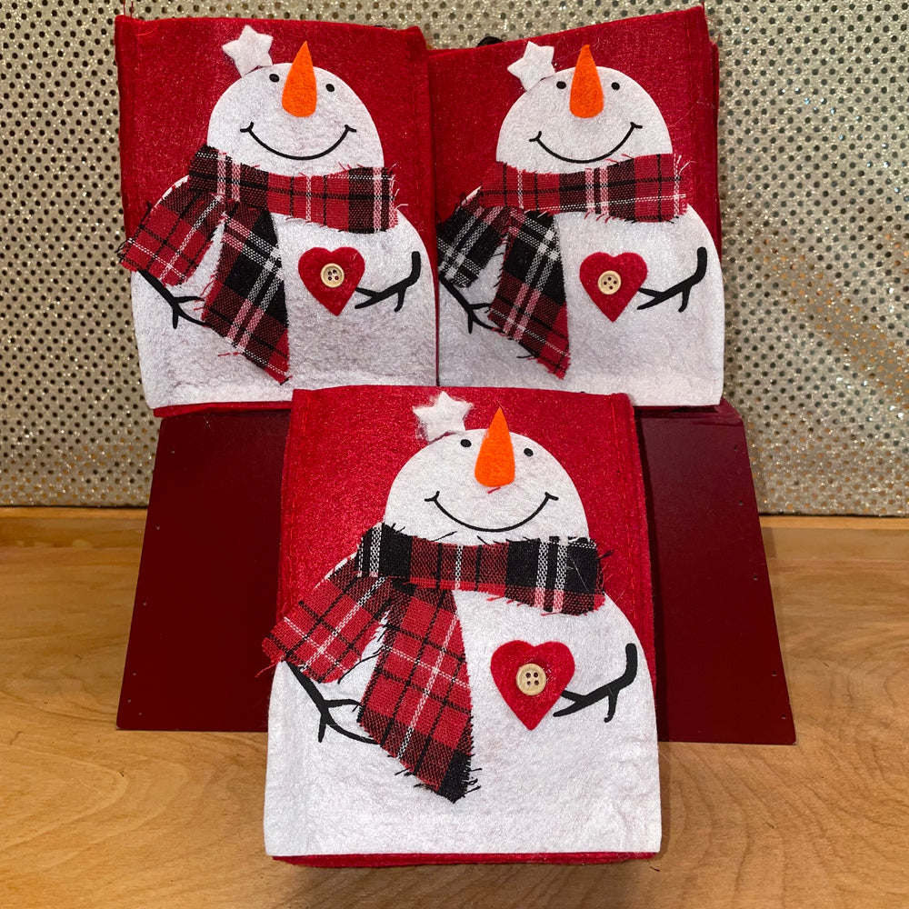 Felt Snowman plaid scarf Tote