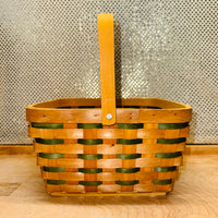 Natural w/Green Chipwood Basket With Drop Handle