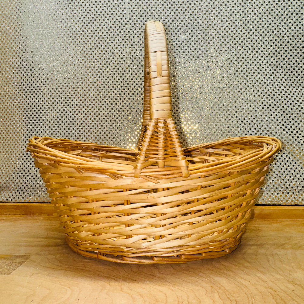 Natural Wicker Oval Handled Basket