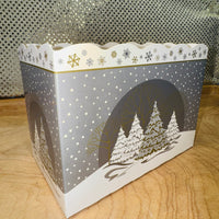 Silver Trees and Snowflakes Basket Box - SMALL OR LARGE