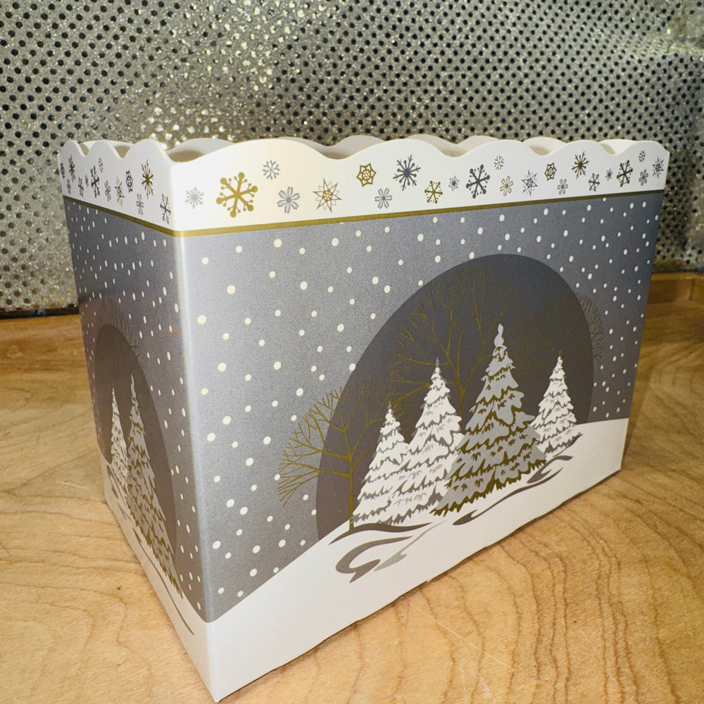 Silver Trees and Snowflakes Basket Box - SMALL OR LARGE