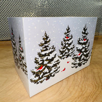 Snowy Pines with Cardinals Basket Box - SMALL ONLY