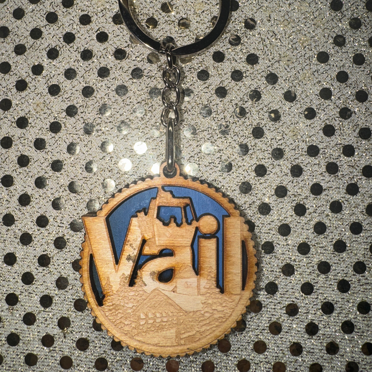 Vail Wood Gondola Covered Bridge Clock Tower Keychain| Mountain Man Vail