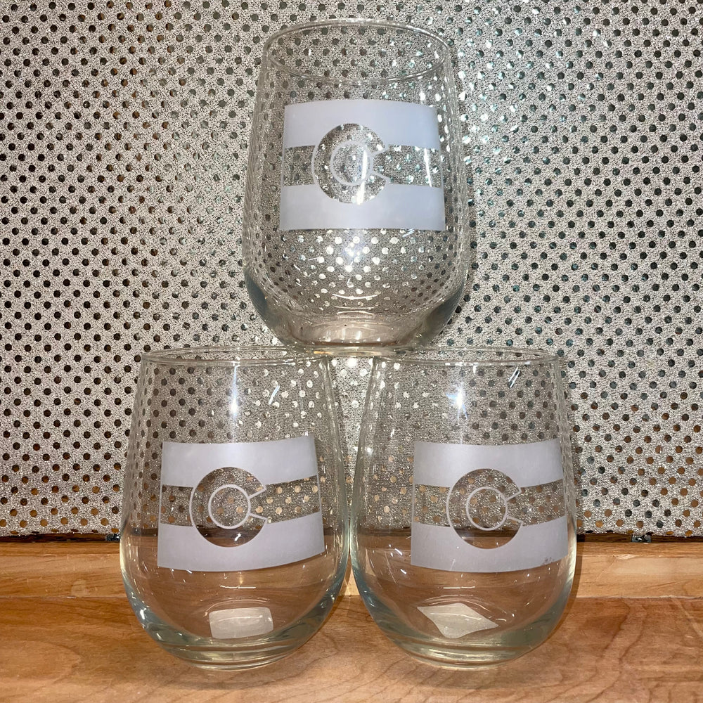 Colorado Stemless Wine Glass - CO Flag