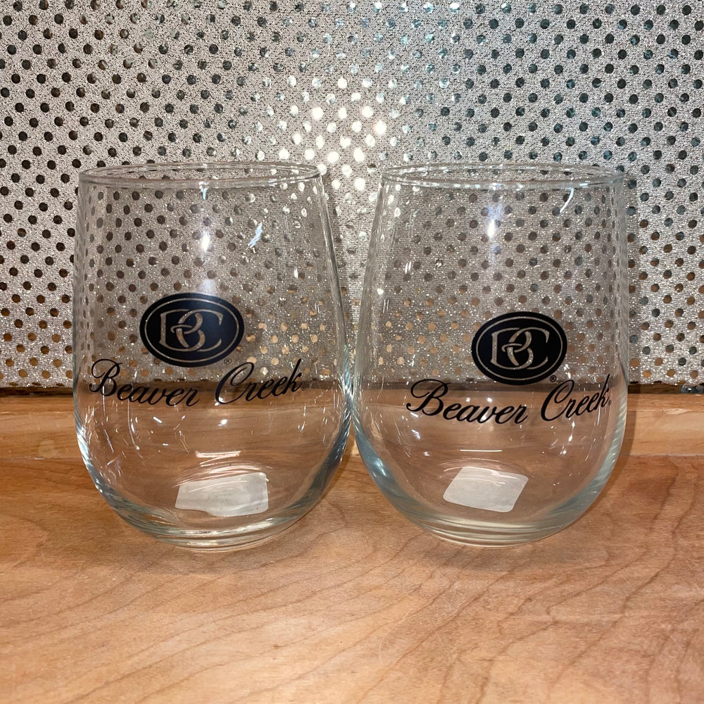 Beaver Creek Stemless Wine Glass  - Black Logo