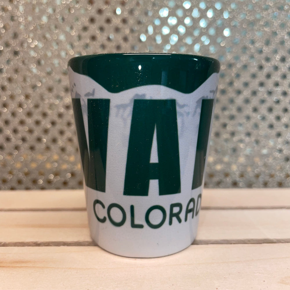 Vail or  Beaver Creek Shot Glass - License Plate