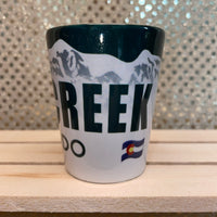 
              Vail or  Beaver Creek Shot Glass - License Plate
            
