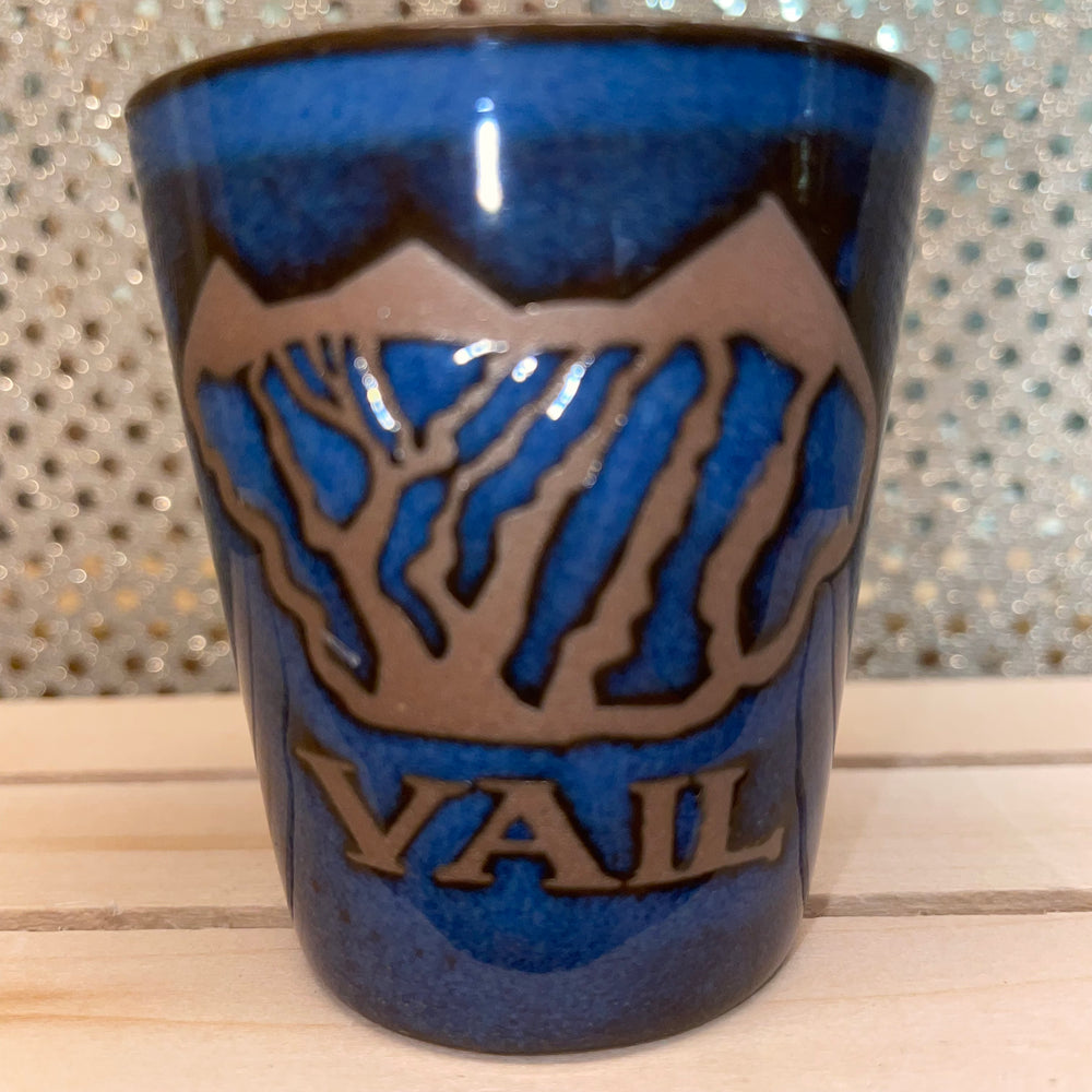 Vail Shot glass - Blue & Tan Ski Trails