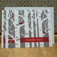 
              Cardinals in Birch Trees Thank You Card
            