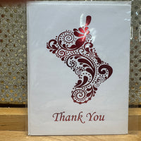 
              Metallic Red Stocking Thank You Card
            