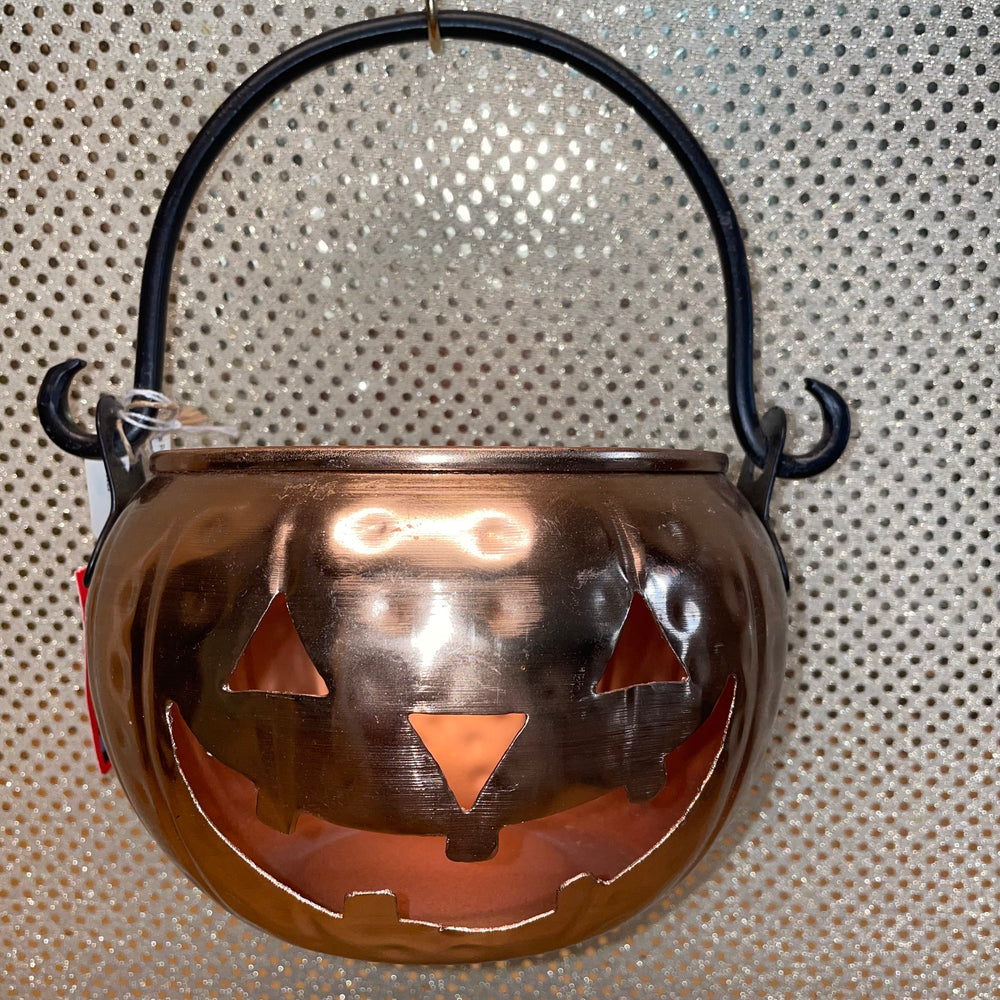 Metal Pumpkin Face Kettle/Basket - S